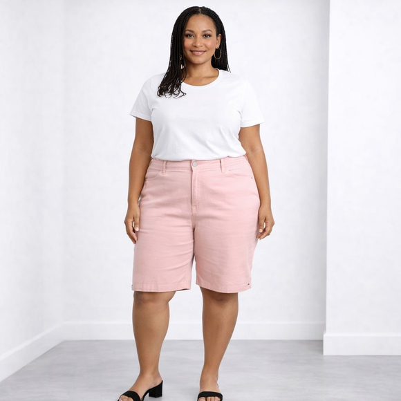 Code Bleu Pants - CODE BLEU Pink Chelsea Classic Rise Bermuda Shorts 24W